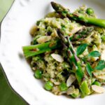 Bright Spring Vegan Risotto with Asparagus and Peas