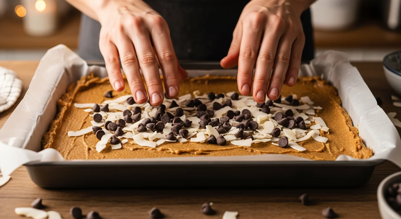 Healthy sugar-free ingredients for magic cookie bars.